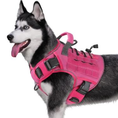 Imagem de Arnês tático para cães WINGOIN rosa para cães grandes, reflexivo
