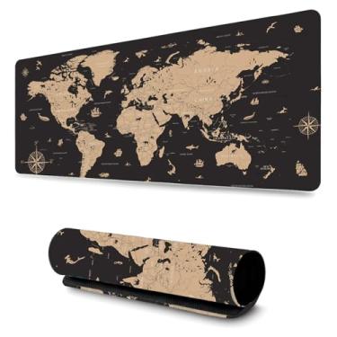 Imagem de Mouse Pad Gamer Profissional Confortável Antiderrapante Escritório e Games (70x35) Mapa Mundi (Marrom)
