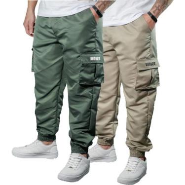 Imagem de Kit 2 Calça Jogger Bolsos Cargo Corta Vento Masculina Skate - Hunter, 