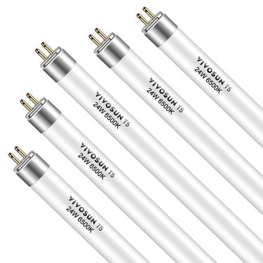 Imagem de VIVOSUN 2 FT 22 IN 24 W 6500K T5 HO Tubos Fluorescentes Branco Cultivo Lâmpadas Pacote com 5, 6500K, 24w 6500k