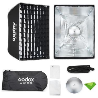 Imagem de Godox UL-Box Softbox retangular de 17,7" x 23,6"/45x60 cm, Softbox tipo guarda-chuva de liberação rápida, difusor de luz com montagem Bowens para flash estroboscópico e luz de vídeo LED