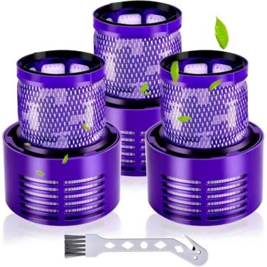 Imagem de Filtro V10 para aspirador sem fio Dyson V10 Cyclone Series, peça de reposição nº 969082-01, pacote com 3 filtros e 1 escova limpa