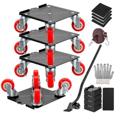 Imagem de SANJIAN Carrinho De Móveis, Carregadores Móveis Com 5 Rodas, Alta Resistência Painel Aço Carbono, Conjunto Ferramentas Para Movimentação Ferramenta Elevação Rodas Borracha Giratórias Em 360°