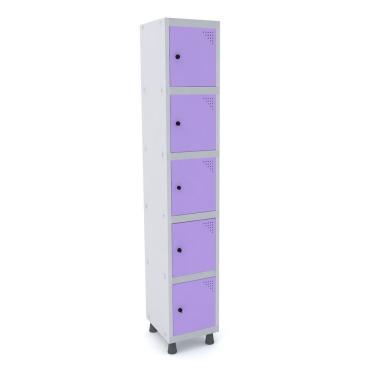 Imagem de Armário Roupeiro 5 Portas Aço Grp 501/5 Pandin Móveis Cinza/lilás