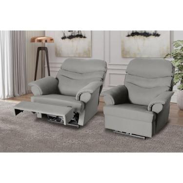 Imagem de Poltrona Do Papai Reclinável Elétrica Alana J01 Suede Bege