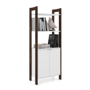 Imagem de Armário Alto 2 Prateleiras 2 Portas Az1009 Tecno Mobili Branco/preto Onix