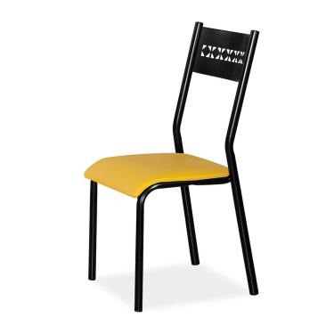 Imagem de Cadeira Aço Nobre Júlia Plus Com Revestimento Sintético Preto Com Amarelo