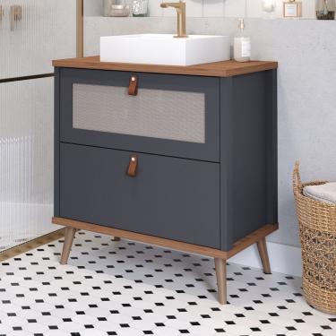 Imagem de Gabinete Para Banheiro Com Cuba Mily Espresso Móveis Titânio