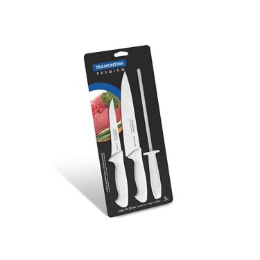 Imagem de Jogo De Facas Premium Branco Com Chaira 3pçs - Tramontina