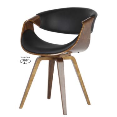 Imagem de Cadeira Com Braços Giratória Nicole Rivatti Poliuretano Preto Estrutura Em Madeira Mult...