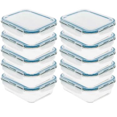 Imagem de Kit 10 Pote De Vidro Com Tampa Hermética 640ml 17,5x13x5,6