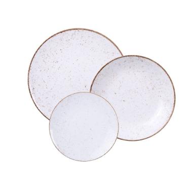 Imagem de Jogo De Pratos Tramontina Rústico Marrom Em Porcelana Decorada 12 Peças