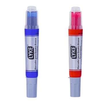 Imagem de Kit 2 Pincel Marcador Quadro Branco Recarregável Lyke Azul E Vermelho