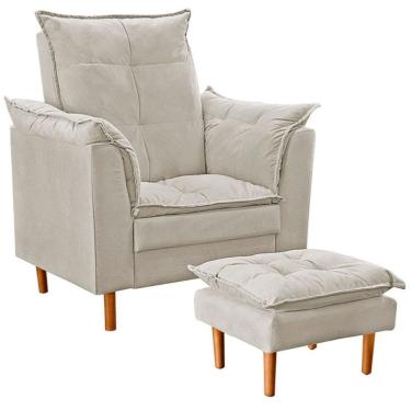 Imagem de Poltrona De Amamentação Com Puff Quarto Bebê Leticia Suede Bege