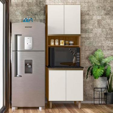 Imagem de Torre Quente Para Cozinha 100% Mdf 70cm X 220cm Carvalho Rústico Off White Cetim Kali N...