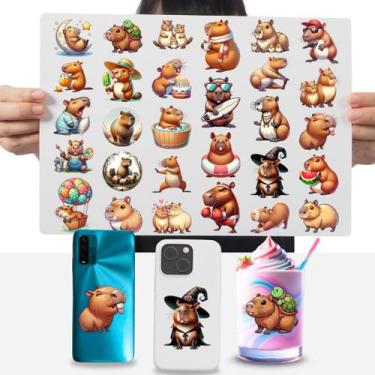 Imagem de Cartela Adesivos Capivara Capybara DTF UV Prova D'Água - Graviarte