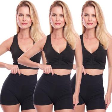 Imagem de Kit 3 Top Feminino Academia Treino Alta Sustentação Fitness - Brás e C