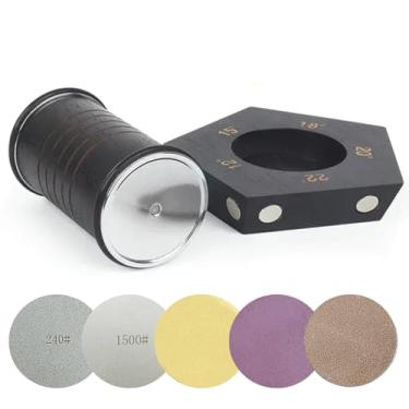 Imagem de TSFAWAMOE Afiador De Facas Giratório Com 2 Discos Diamante E Disco Coríndon, Kit 5 Ângulos Magnéticos 12/15/18/20/22° Para Cozinha (Conjunto B)