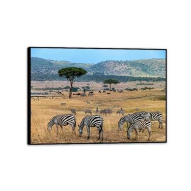 Imagem de Imagens de animais em preto e branco para decoração de parede Um rebanho de zebras na savana africana impressão de cavalo imagem em tela pintura de parede zebra decoração de parede para sala de estar