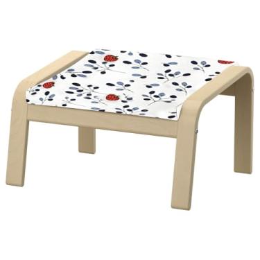 Imagem de Vepping Lude Capa de poltrona Pattened com forro acolchoado, serve para poltrona IKEA Poäng, 100% algodão, almofada não incluída (morango, apoio para pés tipo 2)