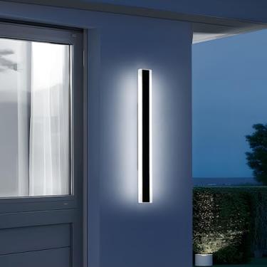 Imagem de Daoseolo Arandela Externa Moderna, Luminária Led De 31,4 Polegadas, À Prova D'Água Ip65, Branco Frio 6000K, Iluminação Minimalista Preta, Lâmpadas Pátio Para Casa, Varanda, Garagem, Jardim