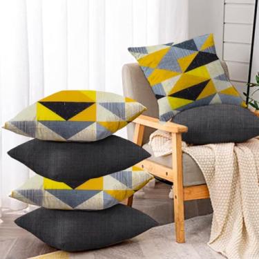 Imagem de Combo com 6 Capas para Almofadas, 3 Triangular Amarelo com 3 Cinza 0,45x0,45-AL