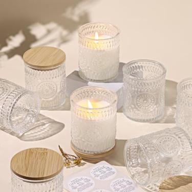 Imagem de VERLENS Potes De Vidro Transparente 8 Oz Para Fazer Velas, Pacote Com 10 Recipientes Vazios, Suprimentos, Tampas Bambu E Etiquetas Aviso Casa, Decoração Mesa Central