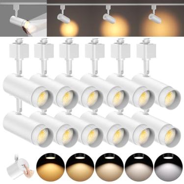 Imagem de AIBISOD Pacote Com 12 Cabeças De Iluminação Trilho Led Zoom 10 W, 5 Cores, Tipo H, Luminárias Reguláveis, Teto 15° A 60°, Luz Estilo Brilhante Cri90+ 1000Lm, Brancas