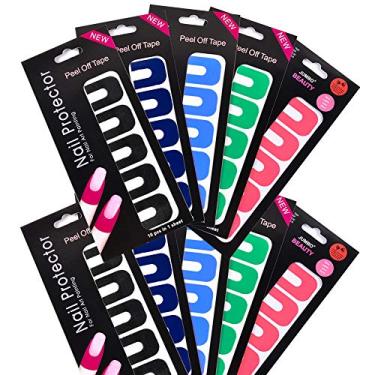 Imagem de WEILUSI Protetor De Unhas Weilusi, Adesivo Plástico Removível, Fita Em Formato U, Cutículas Descartáveis, 10 Folhas, 100 Unidades