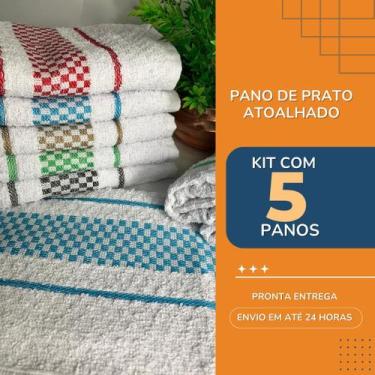 Imagem de Pano de Prato Cozinha Atoalhado Felpudo 45X70 Kit 5 Unidades - BRK