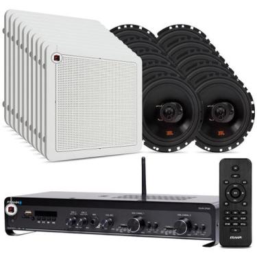 Imagem de Kit Som Ambiente Academia Salão Lojas Bluetooth Conexão Tv Usb Sd Slim