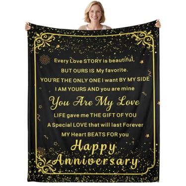 Imagem de Presentes de casamento de 1º aniversário para casal, cobertor macio para aniversário de 127 x 152 cm, presente romântico I Love You para marido, esposa, namorado, namorada, presentes de casamento de