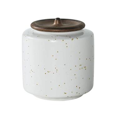 Imagem de Lata de chá Recipientes de armazenamento de chá de cerâmica fosca Frasco de armazenamento de alimentos para cozinha, vasilha de café com tampa, pote de biscoitos doces para armazenamento de chá a gran