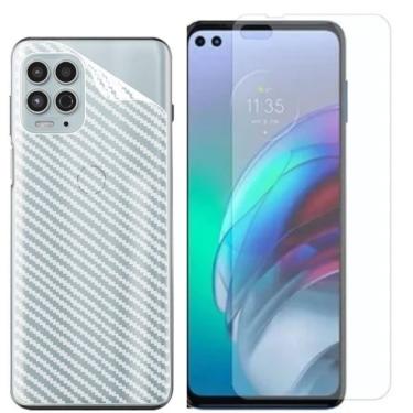 Imagem de Película Hidrogel + Adesivo Fibra De Carbono Para Motorola Moto G100 - Transparente