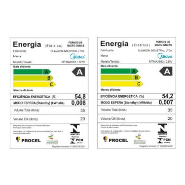 Imagem de Micro-ondas Preto 35L Porta Espelhada Midea MTMA35S1 - 127V