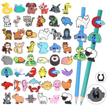 Imagem de Kleeblatt Toppers de lápis de animais a granel, 50 peças de canetas coloridas fofas, materiais escolares divertidos, incentivos para estudantes, presentes de animais marinhos, caixa de prêmios para