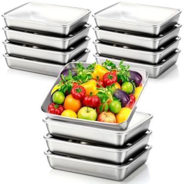 Imagem de Blushtier 12 recipientes de armazenamento de alimentos de aço inoxidável com tampas, lancheira de metal de 2,012 g, recipiente de preparação de refeições empilhável reutilizável para cozinha