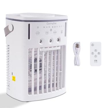 Imagem de INCAFLINT Ar-condicionado portátil pequeno, mini unidade AC com tanque de água de 1000 ml, 3 portas de pulverização, 3 velocidades de vento, 3 temporizadores, 7 tipos de luzes coloridas, ventiladores