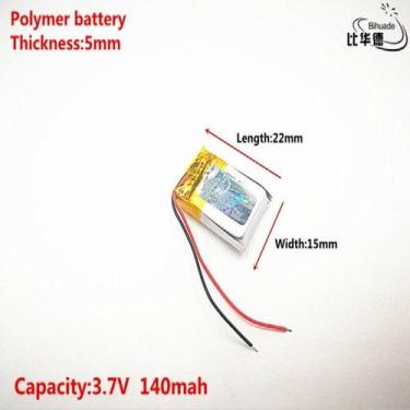 Imagem de Bateria 140 Mah 3.7v 2 Fios 5mm X 15mm X 22mm 501522 - bgb
