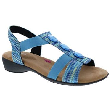 Imagem de Ros Hommerson Mackenzie 67021 Sandália feminina casual de couro elástico, Blue/Multi, 6.5 X-Wide