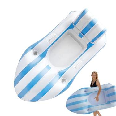 Imagem de Colchão Inflável para Piscina - Cama Reclinável Inflável Flutuante - Bote Macio com Porta-Copos para Relaxamento, Bronzeamento, Brincadeiras Aquáticas, Férias, Viagens, Praia, Rio e Lago