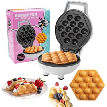 Imagem de Mini máquina de waffle Bubble - café da manhã especial de férias com design minúsculo estilo ovo de Hong Kong, ferro de waffler individual de 10 cm, padeiro antiaderente elétrico com receitas