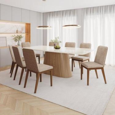 Imagem de Conjunto para Sala de Jantar com 8 Cadeiras Olívia Nature/Off White/Ca