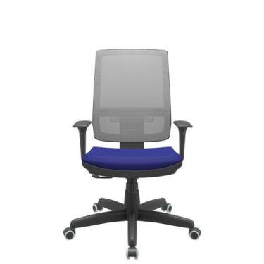 Imagem de Cadeira Office Brizza Tela Cinza Assento Aero Azul RelaxPlax Base Stan