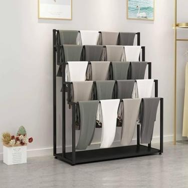 Imagem de Suporte De Exposição De Lenço De Chão, Loja De Roupas 5 Camadas De Suporte De Lenço De Metal Dourado, Organizador Comercial Hijab Expositor Rack Lojas De Varejo Cinto Su, Black, 60 * 40 * 150cm