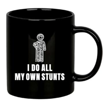 Imagem de I Do All My Own Stunts Funny Patient Gifts Recovery Gifts for Women Men Patients from Doctor Nurse Family Get Well Soon Injury Leg Ceramic Mug 325 ml Preto