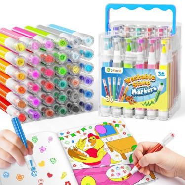 Imagem de Marcadores laváveis D-fantix 36 cores com livros para colorir e suport