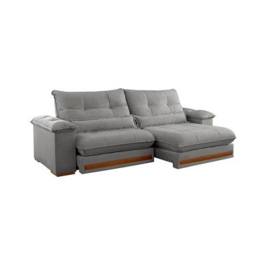 Imagem de Sofá 4 Lugares Retrátil e Reclinável Qatar Linho Cinza 280 cm - Modern