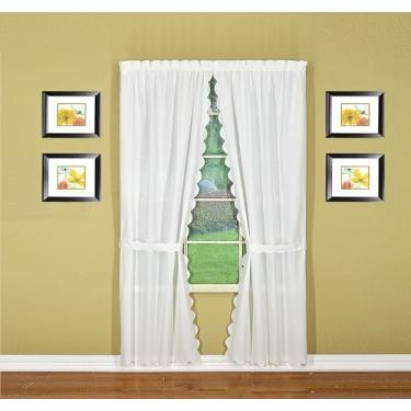 Imagem de Today's Curtain Orleans 182,88 cm Par de painel com tiras de borda recortada, branco, 152,4 cm L X L/Tb
