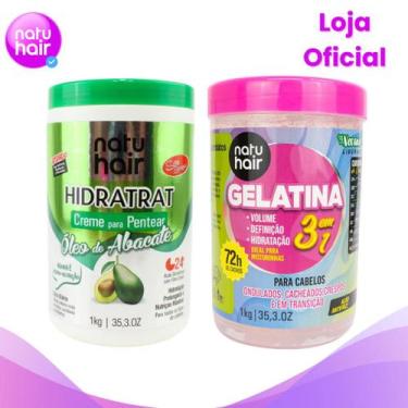 Imagem de Kit Creme para Pentear Babosa + Gelatina 3 em 1 Natuhair 1kg - Natuhai